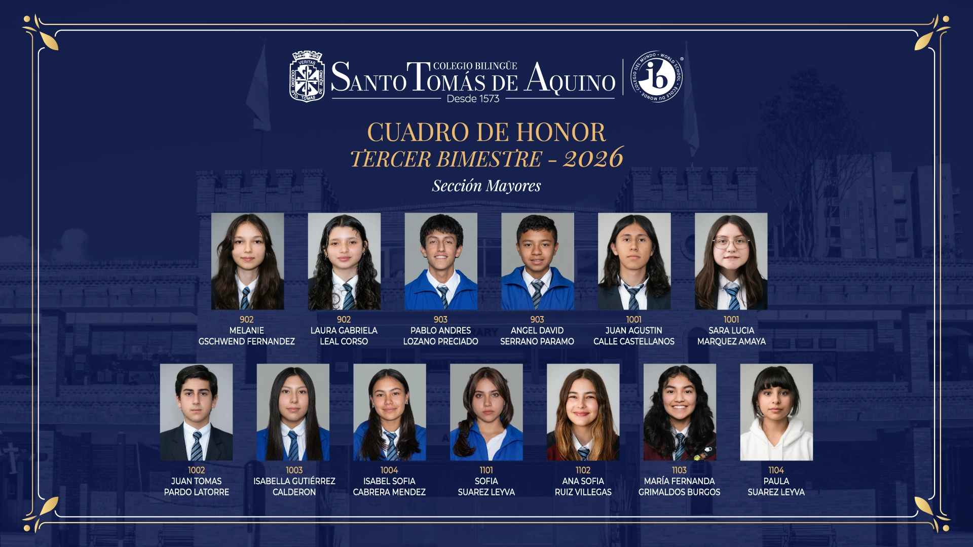 Cuadro de Honor Tercer Bimestre - Sección Mayores