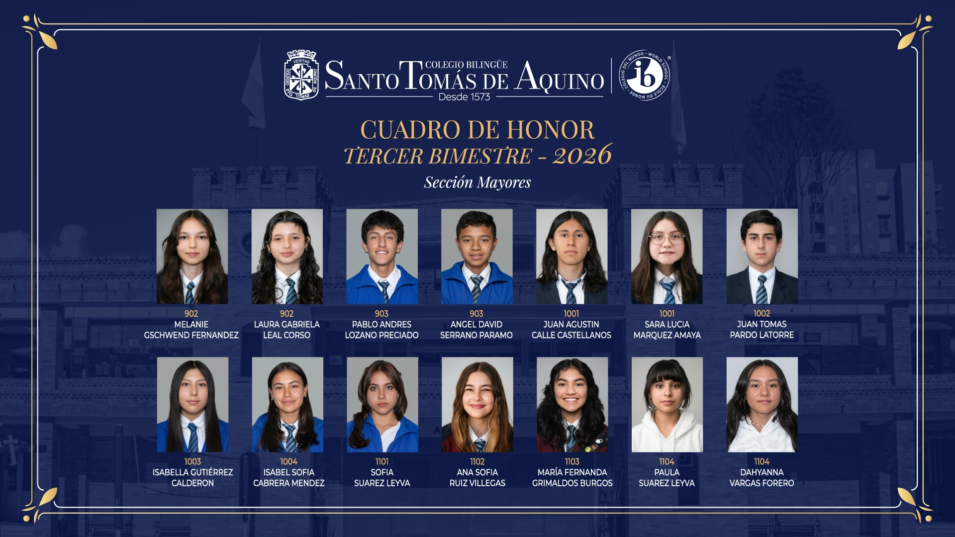 Cuadro de Honor Tercer Bimestre - Sección Mayores